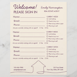 Line Art Sign In Sheet Plum 不動産エージェント