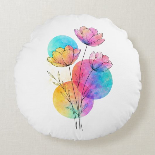 Line art throw pillow ラウンドクッション (正面)