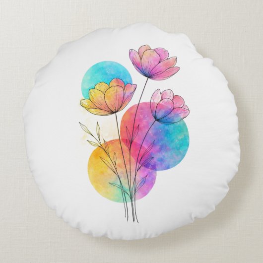 Line art throw pillow ラウンドクッション (裏面)