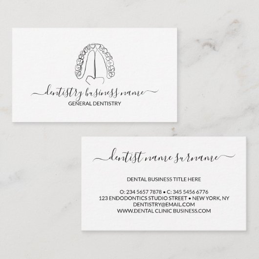 Line Art Tooth Whitening Dental Clinic 名刺 (正面/裏面)