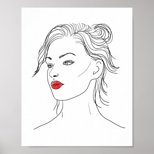 Line Art | Woman in Red Lipstick   ポスター (正面)