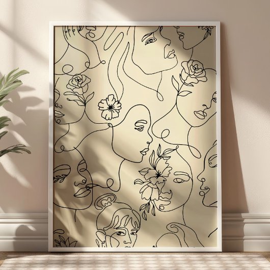 Line Art Women Illustrations Modern Minimalist  ポスター