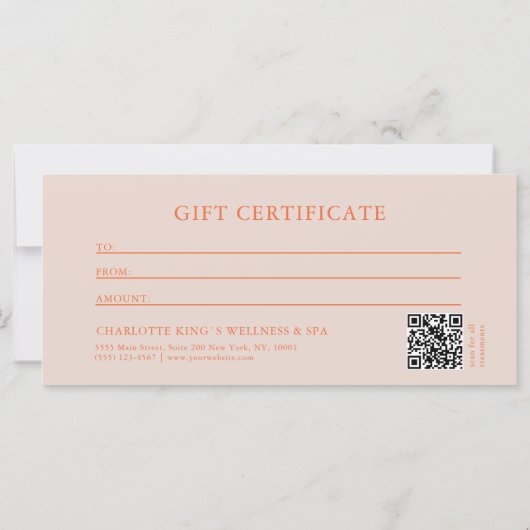  Line Art Yoga Woman QR Code Gift Certificate (裏面)