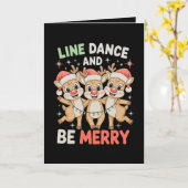 Line Dance And Be Merry Reindeer Christmas Xmas カード (黄色い花)