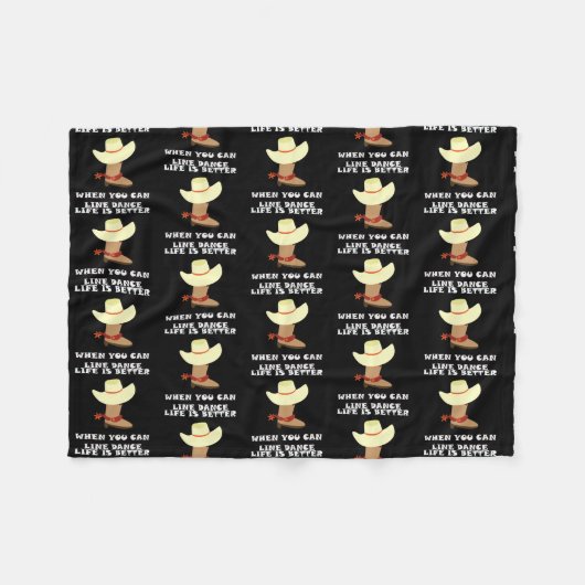 Line Dance Line Dancing Cowboy Hat Country Music フリースブランケット (正面(横))