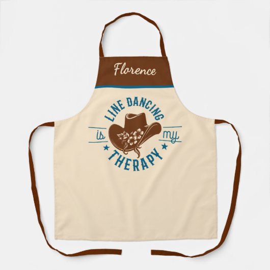 Line Dancing Is My Therapy Funny Dance Monogram  エプロン (正面)