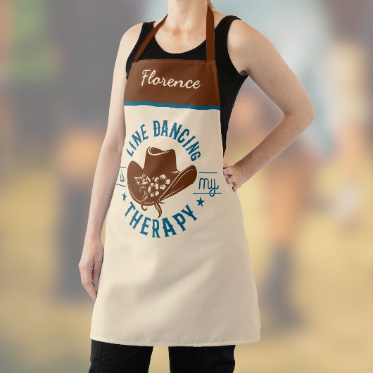 Line Dancing Is My Therapy Funny Dance Monogram  エプロン