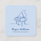 Line Drawing Grand Piano Teacher Music Lesson スクエア名刺 (正面)