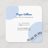 Line Drawing Grand Piano Teacher Music Lesson スクエア名刺 (裏面)