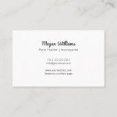 Line Drawing Grand Piano Teacher Music Lesson 名刺 (裏面)