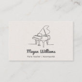 Line Drawing Grand Piano Teacher Music Lesson 名刺 (正面)