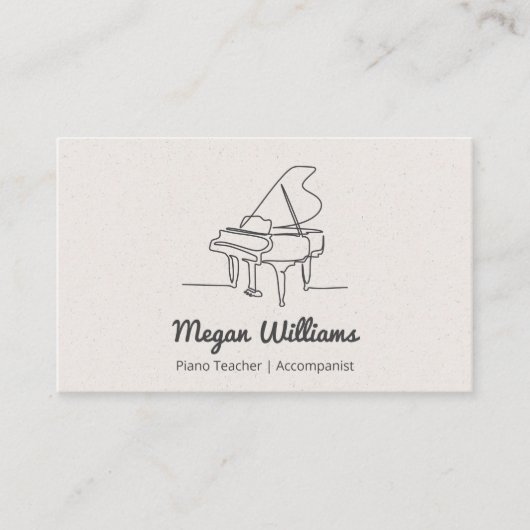 Line Drawing Grand Piano Teacher Music Lesson 名刺 (正面)