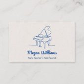Line Drawing Grand Piano Teacher Music Lesson 名刺 (正面)