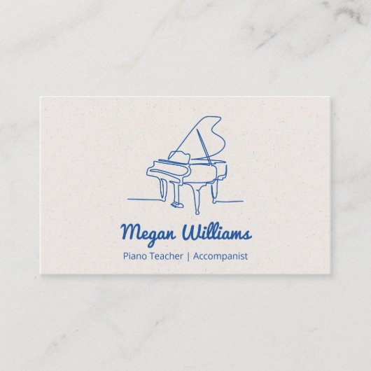 Line Drawing Grand Piano Teacher Music Lesson 名刺 (正面)