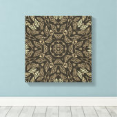 Line Drawing Sepia Tan Abstract Calm Home Wall Art キャンバスプリント (インサイチュ (ウッドフロア))