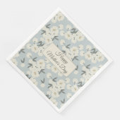 Line Drawn Peony in Cream on Light Blue-Napkin (コーナー)