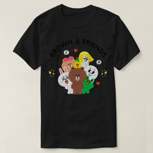 Line Friends Brown and Friendsグループ Tシャツ (デザイン正面)