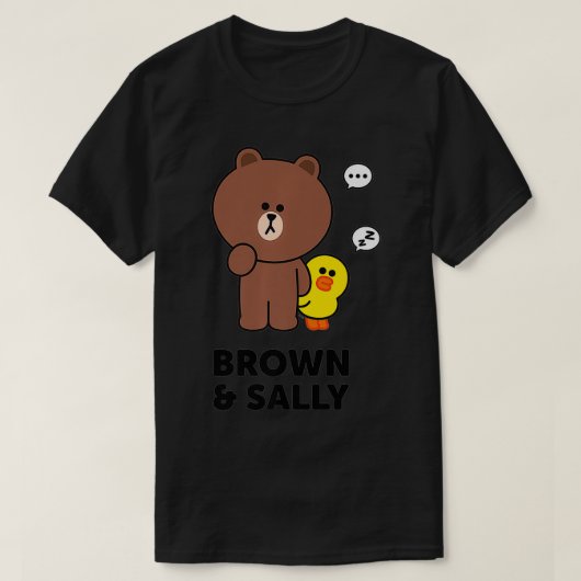 Line Friends Brown and Sally Speech Bubbles Premiu Tシャツ (デザイン正面)