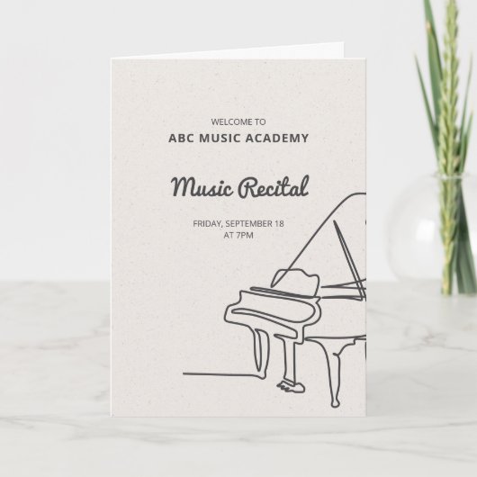 Line Grand Piano Music Recital Program Invitation 招待状 (正面)