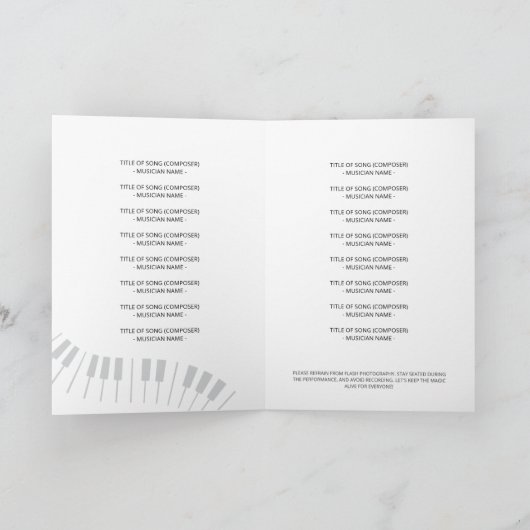 Line Grand Piano Music Recital Program Invitation 招待状 (内部)