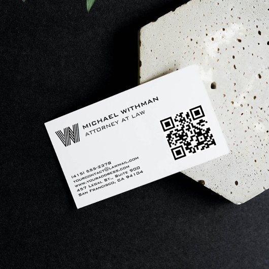 LINE MONOGRAM  MASCULINE QR ATTORNEY ACCOUNTANT 名刺