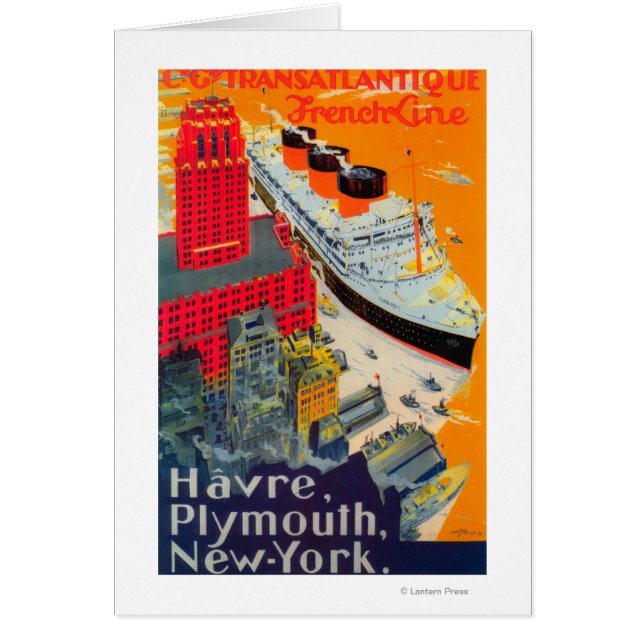 Line Travelフランスの Poster, Havre to Plymouth, NY (正面)