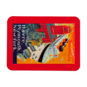 Line Travelフランスの Poster, Havre to Plymouth, NY マグネット (横)