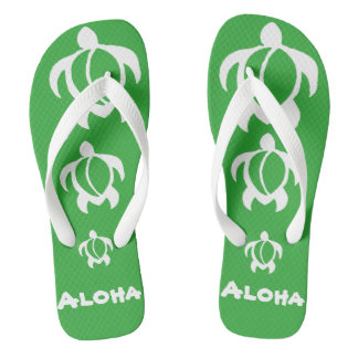 LineA "Aloha"ホワイトホヌ ビーチサンダル