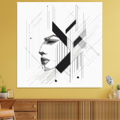 Linear Abstract Portrait キャンバスプリント (インサイチュ (リビング))