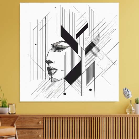 Linear Abstract Portrait キャンバスプリント (インサイチュ (リビング))