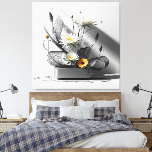 Linear Bloom in Metal キャンバスプリント (インサイチュ (寝室))