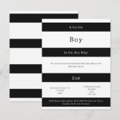 Linear Chic Black And White Stripes Baby Invite Br ポストカード (正面/裏面)