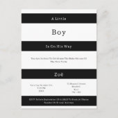 Linear Chic Black And White Stripes Baby Invite Br ポストカード (正面)