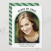 Linear Green Arch Photo Graduation発表 招待状 (正面/裏面)