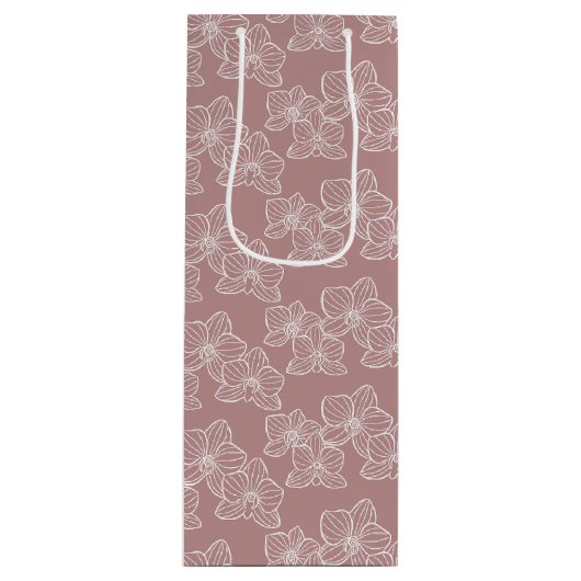 Linear Orchid | Botanical Floral Dusty Pink ワインギフトバッグ (正面)