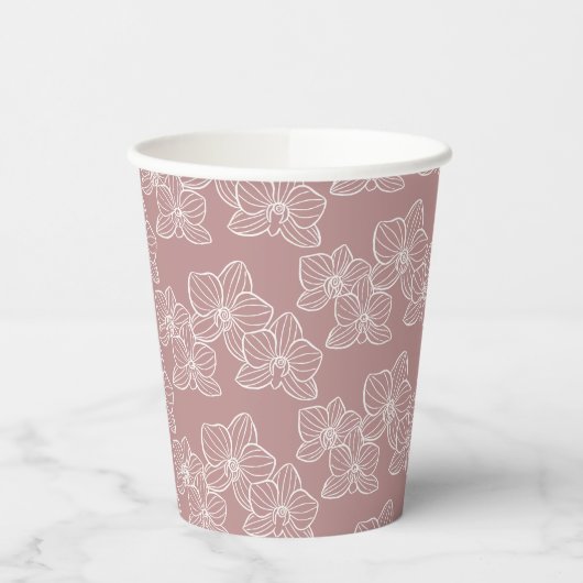 Linear Orchid | Botanical Floral Party Pink 紙コップ (左)