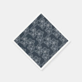 Linear Orchid | Chic Botanical Floral Dark Navy スタンダードカクテルナプキン (角)