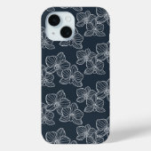 Linear Orchid | Elegant Botanical Dark Navy Case-Mate iPhoneケース (裏面)