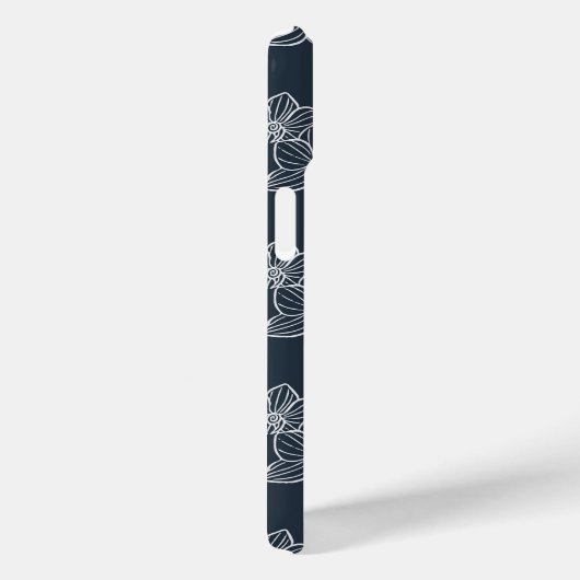 Linear Orchid | Elegant Botanical Dark Navy Case-Mate iPhoneケース (裏面 / 右)