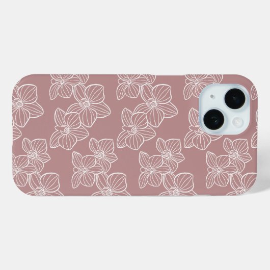 Linear Orchid | Elegant Botanical Dusty Pink Case-Mate iPhoneケース (裏面 (横))