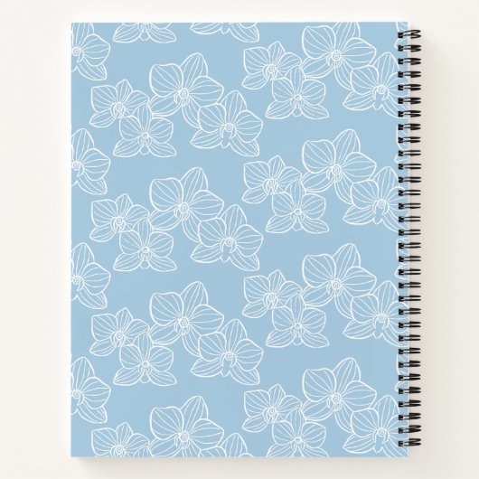 Linear Orchid | Elegant Botanical Sky Blue ノートブック (裏面)