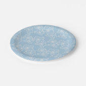 Linear Orchid | Elegant Floral Party & Event Blue ペーパープレート (アングル)