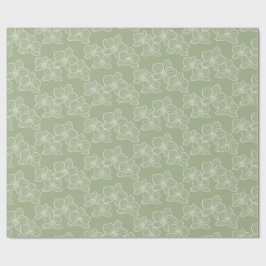 Linear Orchid | Elegant Floral Sage Green ラッピングペーパー