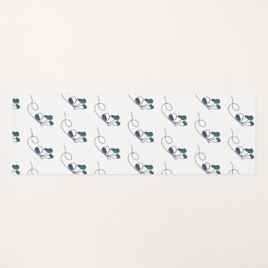 Lineart butterfly green  ヨガマット (正面(横))