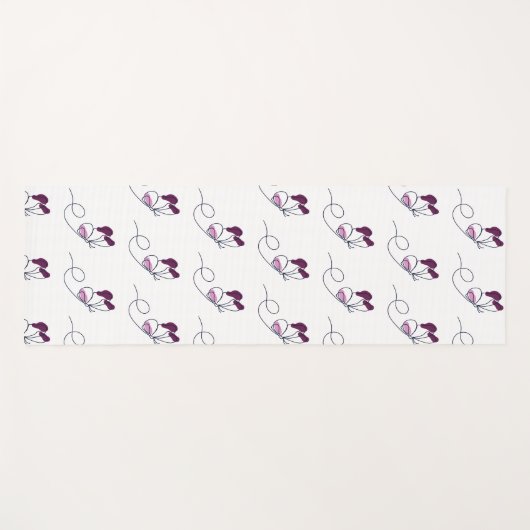 Lineart butterfly purple  ヨガマット (正面(横))