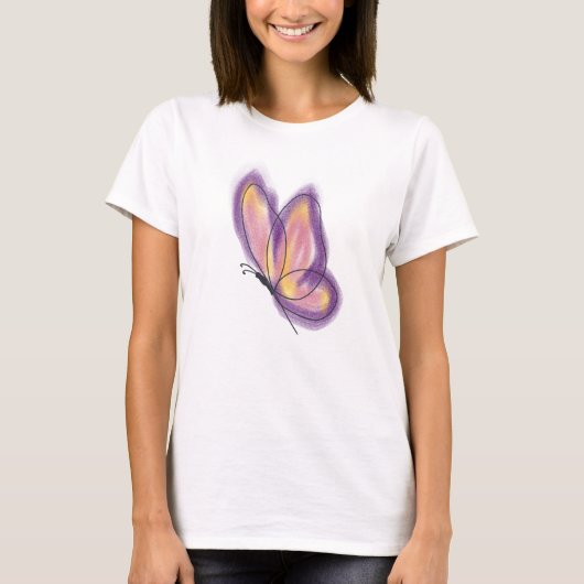 Lineart butterfly purple yellow tシャツ (正面)