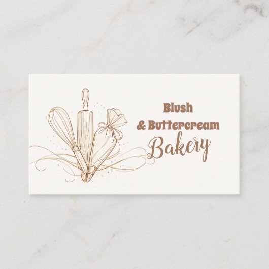 Lineart Elegant Pastel Bakery Branding 名刺 (正面)