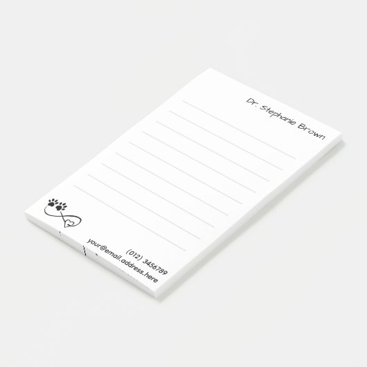 Lined Large 4"x6" Notes for Veterinarians ポストイット (アングル)