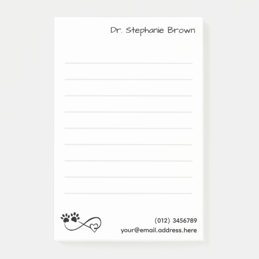 Lined Large 4"x6" Notes for Veterinarians ポストイット (正面)