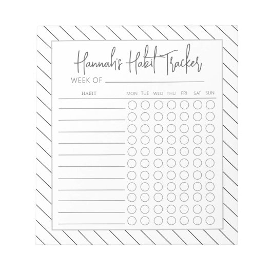 Lined Script ミニマル Weekly Clusion Trackerメモ帳 ノートパッド (正面)